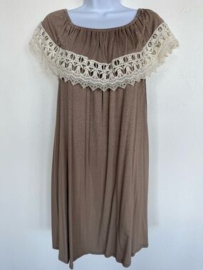 Pinkblush Taupe Boho Lace Maternity Dress
